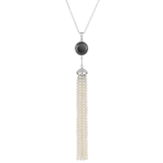 Buy Emerald Doublet Tassel Necklace With Zirconia Diamonds, Natural  Freshwater Pearl Tassel Pendant, Exquisite Designer Jewelry Online in India  - Etsy