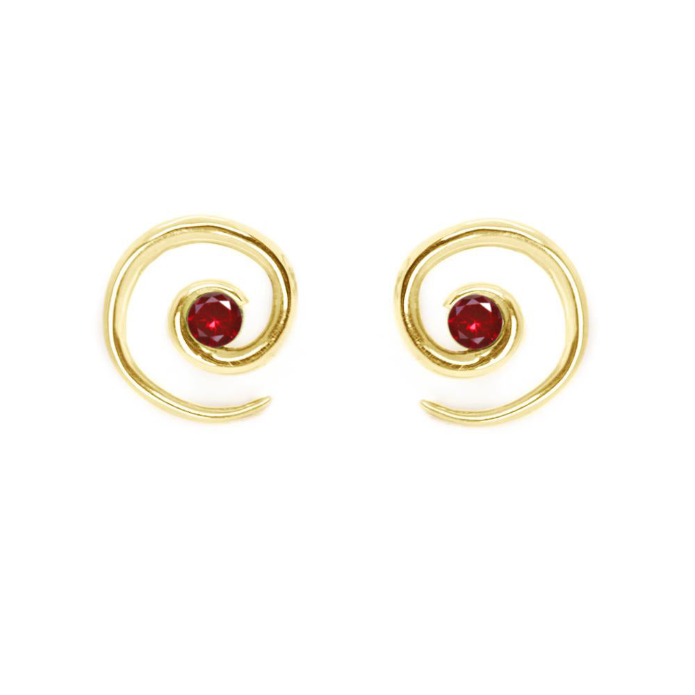 Yellow Gold Ruby Spiral Earrings | Augustine Jewels | The Portofino Collection