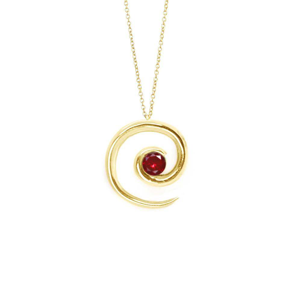 Load image into Gallery viewer, Yellow Gold Ruby Spiral Pendant | Augustine Jewels | The Portofino Collection
