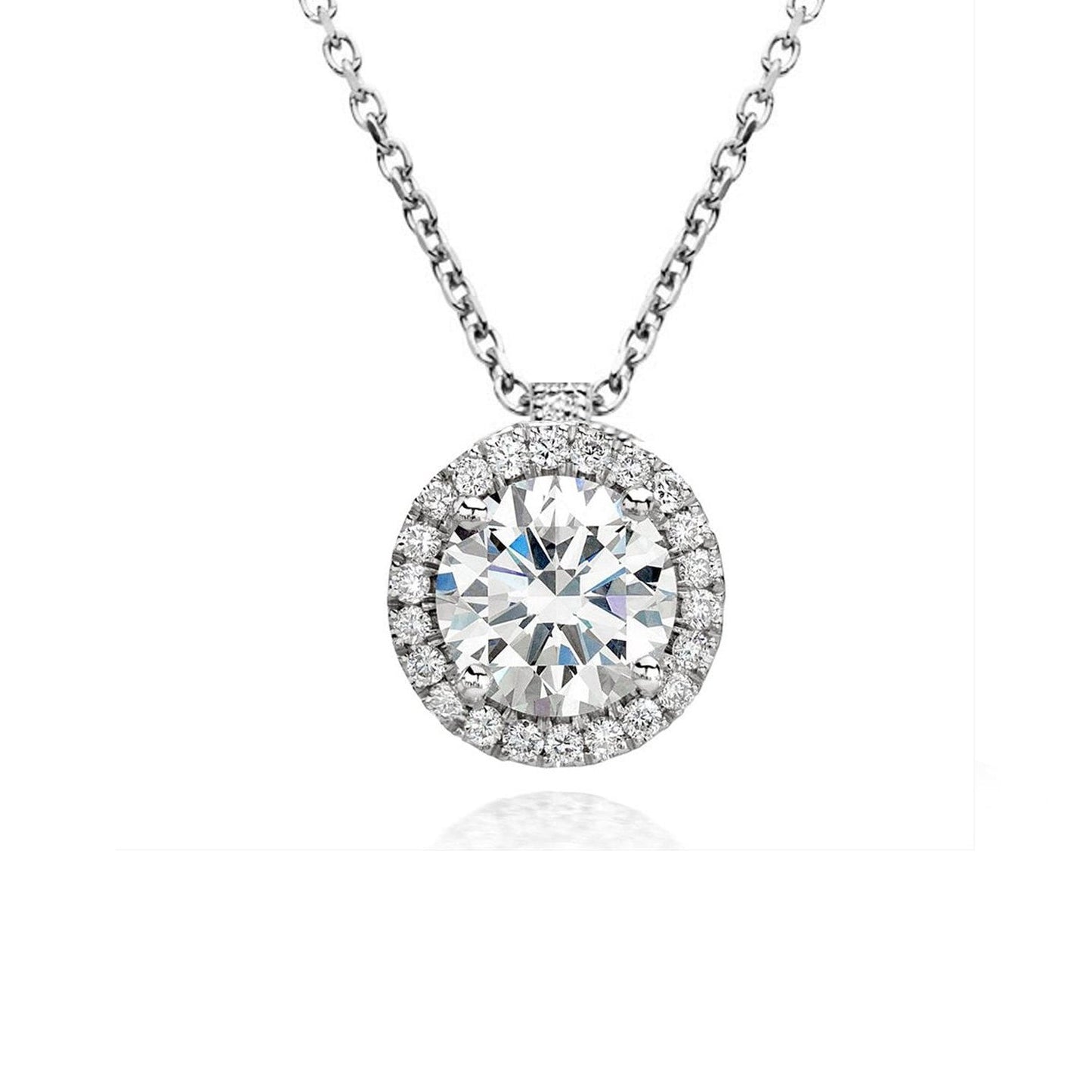 Load image into Gallery viewer, 18ct White Gold Diamond Halo Necklace | Augustine Jewels | Diamond Collection and Necklaces
